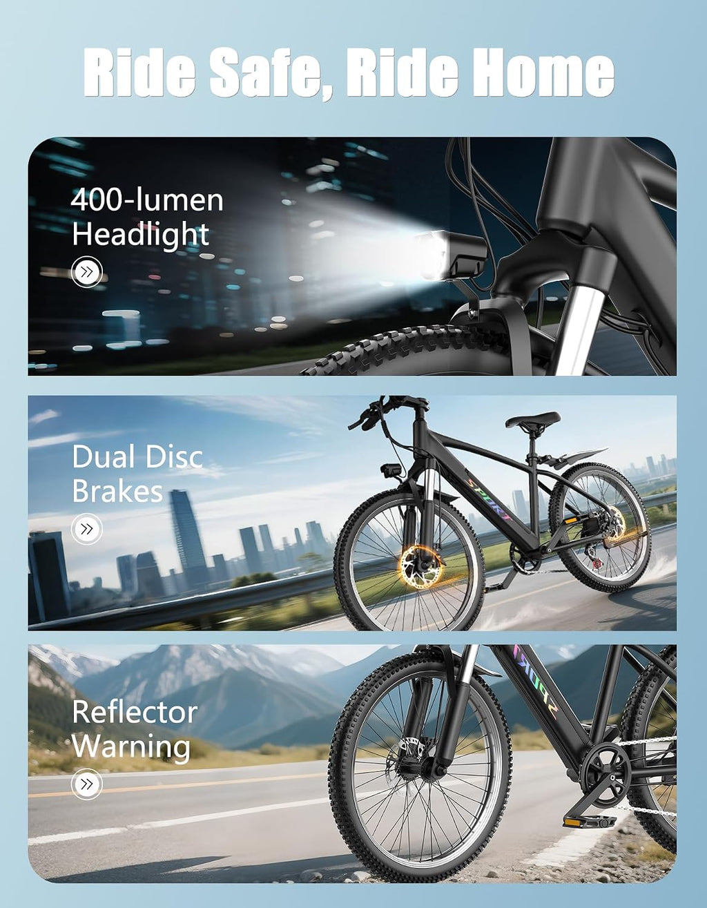 Electric Bike for Adults, 1500W Peak E-bike with 48V 12Ah Removable Battery, 26' Tires Electric Mountain Bike, Up to 65 Miles 25MPH, 7-Speed Ebike, Electric Bicycle for Commute, Front Fork Suspension