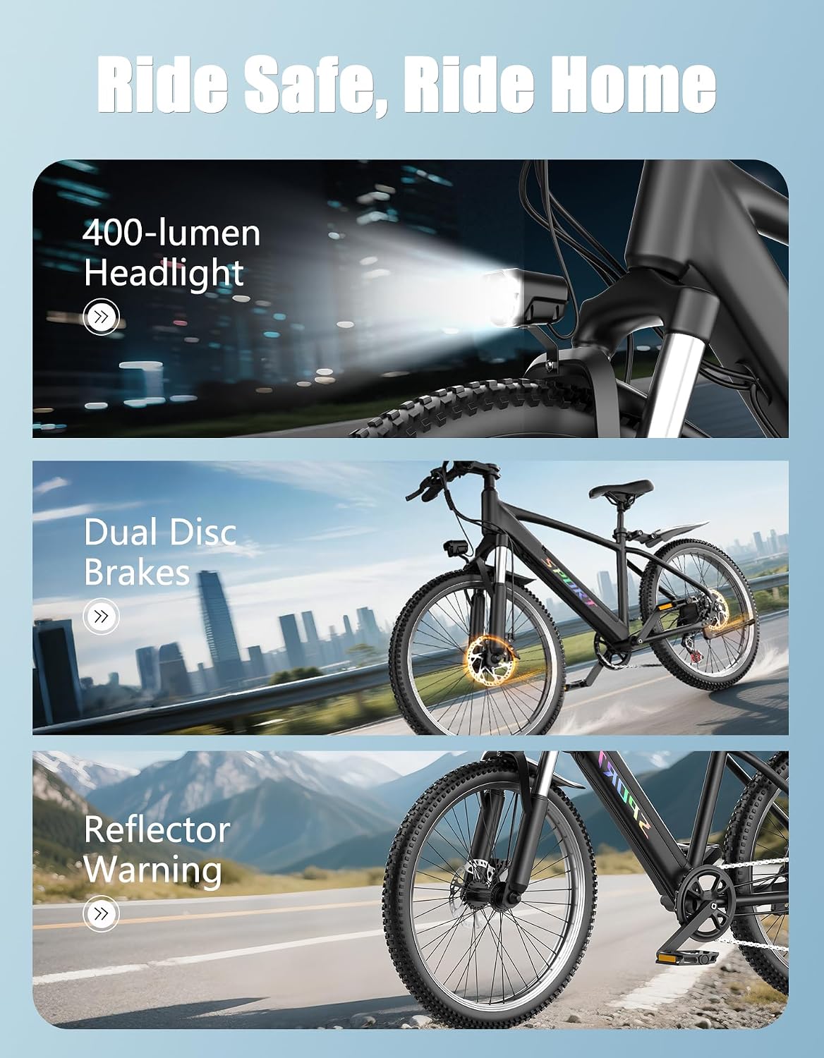 Electric Bike for Adults, 1500W Peak E-bike with 48V 12Ah Removable Battery, 26' Tires Electric Mountain Bike, Up to 65 Miles 25MPH, 7-Speed Ebike, Electric Bicycle for Commute, Front Fork Suspension