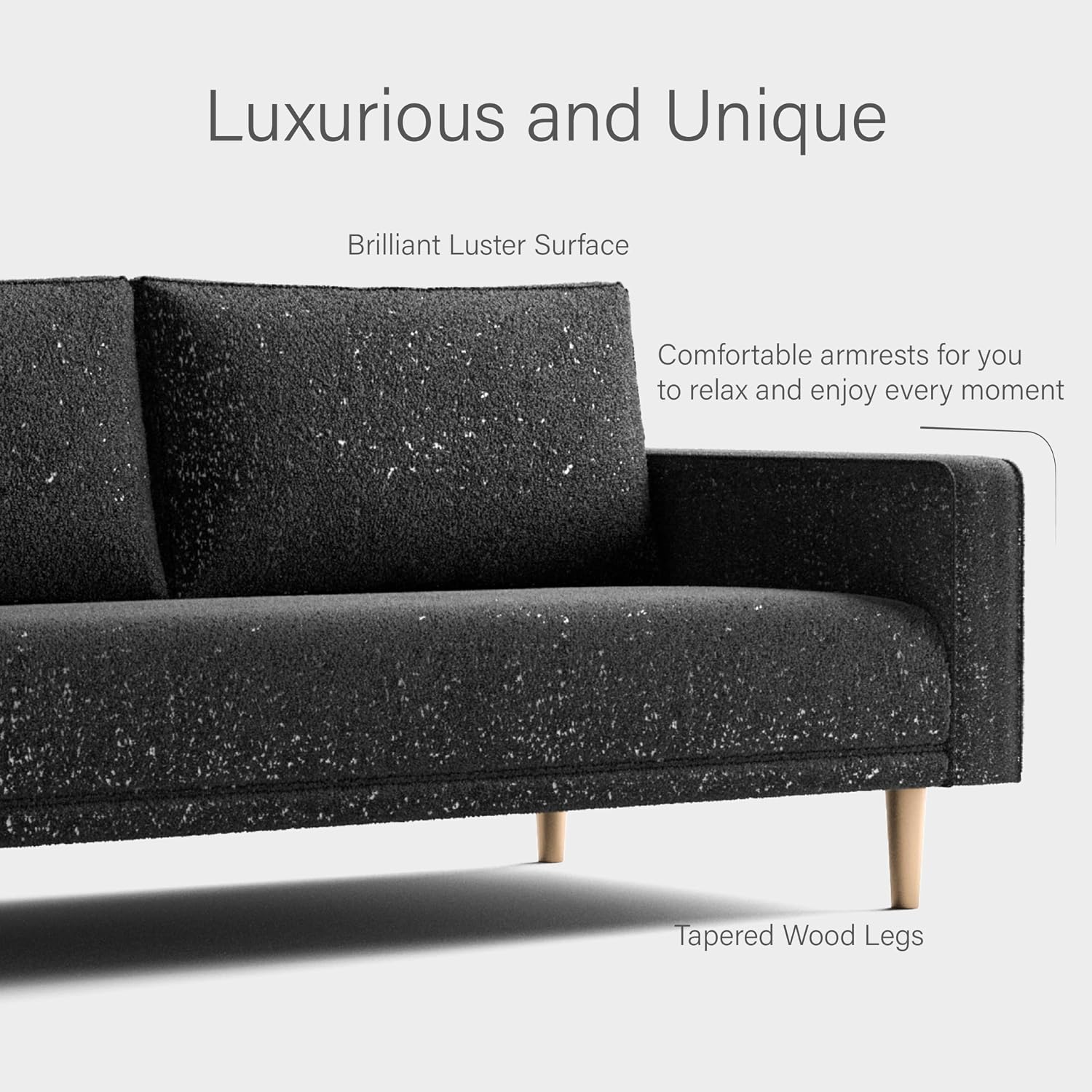 Furniture of America Oriana Contemporary Boucle Fabric 3-Piece Sofa Set with Back Pillows and Wooden Legs, Accent Furniture Sets for Living Room, Home Office, Bedroom, Lounge, Black