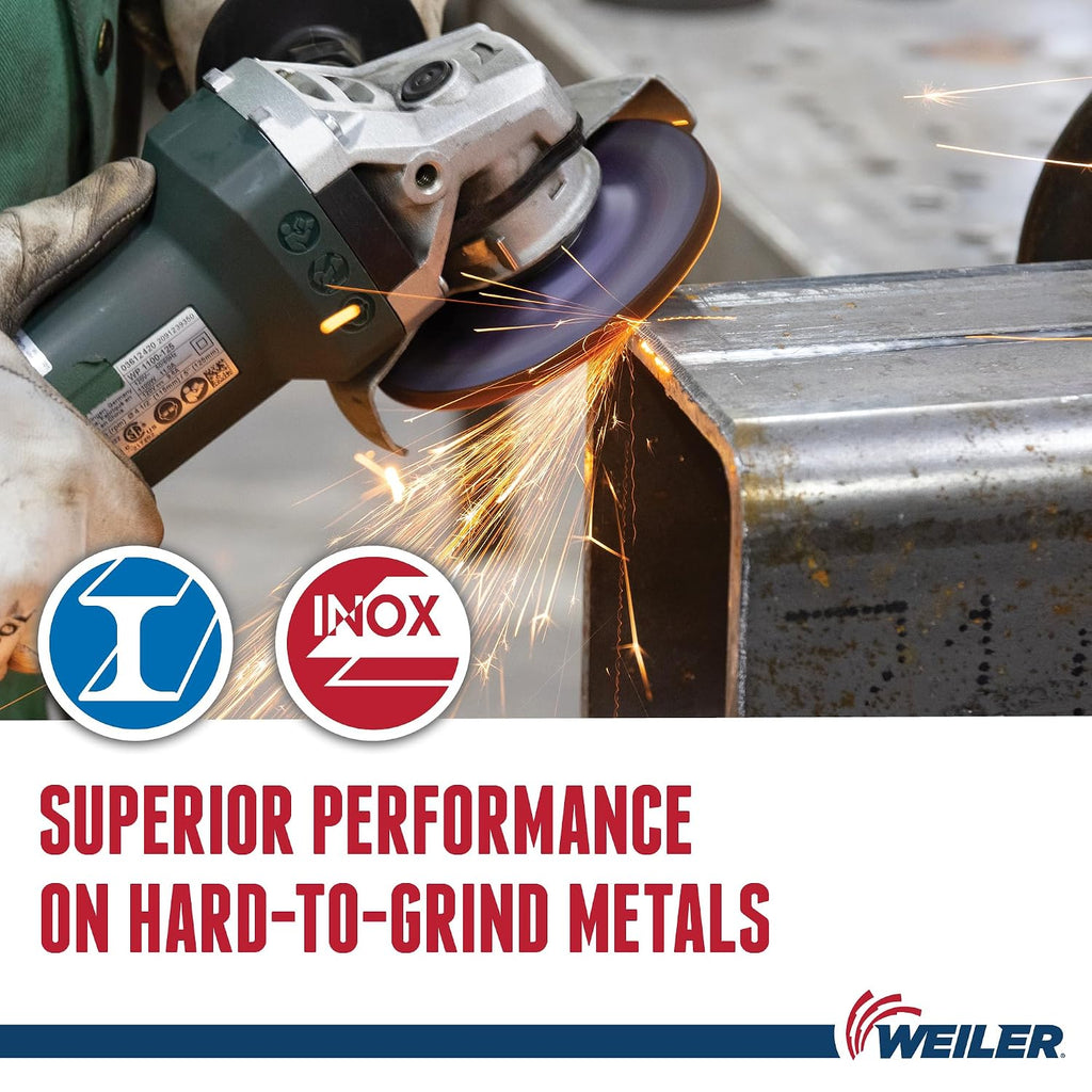 Weiler 58332 7 x 1/4 Tiger Ceramic Type 27 Grinding Wheel CER24R 5/8-11 Nut (Pack of 10)
