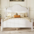 JIVOIT Vintage Wooden Bed Frame, Queen Size Platform Bed with Wide Headboard, Wood Slats Support, No Spring Box Needed, Easy Assembly (White-Queen,2)