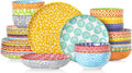 Selamica Ceramic Plates and Bowls Sets,32 Pieces Dinnerware Sets for 8,Scratch Resistant Dish Set for family gathering,Dishwasher & Microwave Safe, Assorted Colors