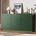 MAISONARIA Green 9 Drawer Dresser for Bedroom, 63' Wide Modern Fluted Dresser with Gold Metal Handles, Chest of Drawers for Bedroom, Living Room, Entryway, Hallway