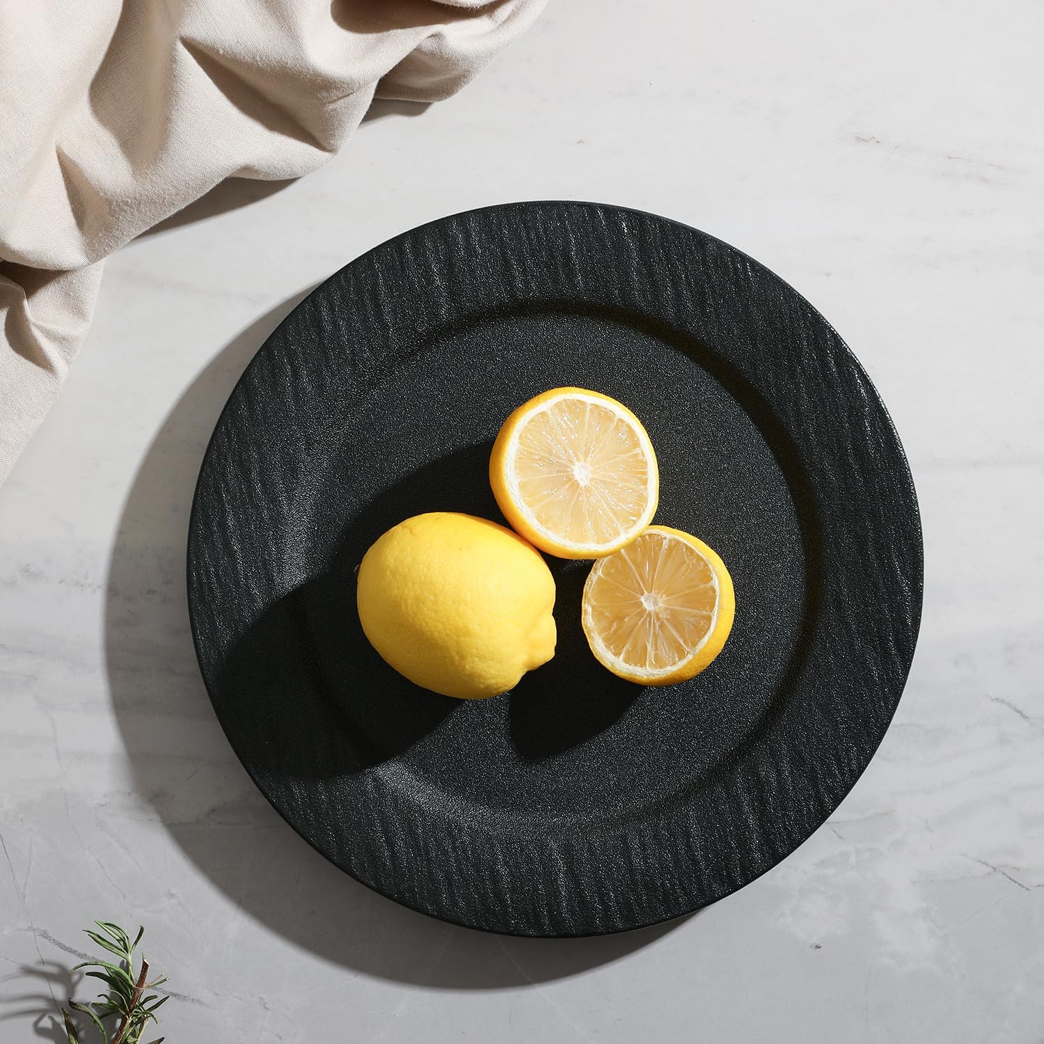 Stone Lain Senso 12-Piece Dinnerware Set New Bone China, Plates and Bowls Sets, Dish set for 4, Dinner and Salad Plates, Black