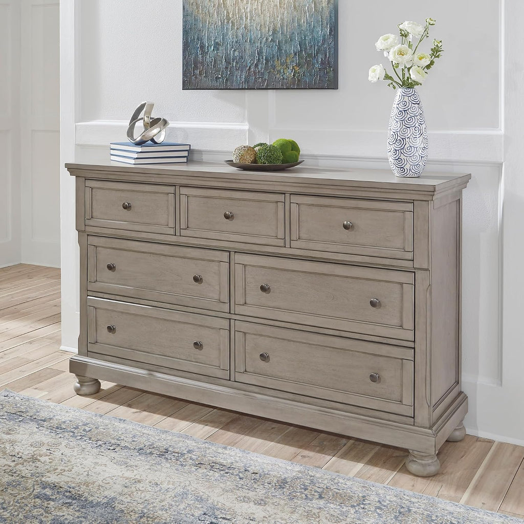 Signature Design by Ashley Lettner Modern Traditional 7 Drawer Dresser, Light Gray