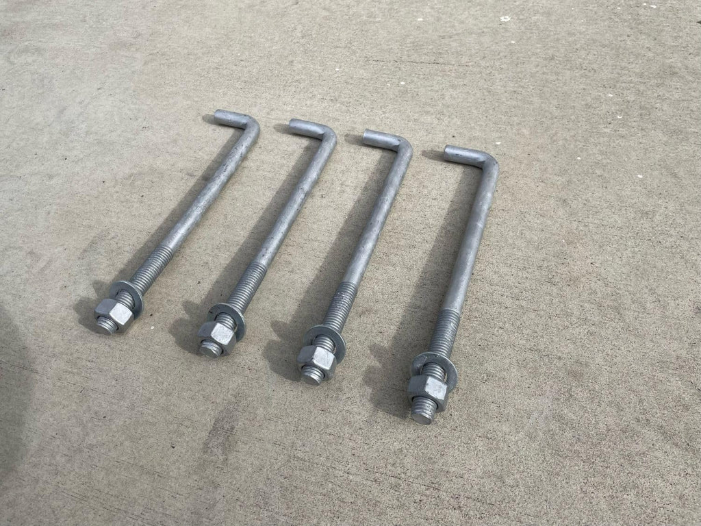 Sandbaggy 3/4' x 10' Threaded Concrete Anchor L-Bolts (Nuts & Washers Included) - Hot Dipped Galvanized - Sill Plate, Base Plate, Masonry, Wood, Cement Anchors, J Bolt (50, 3/4' x 10')