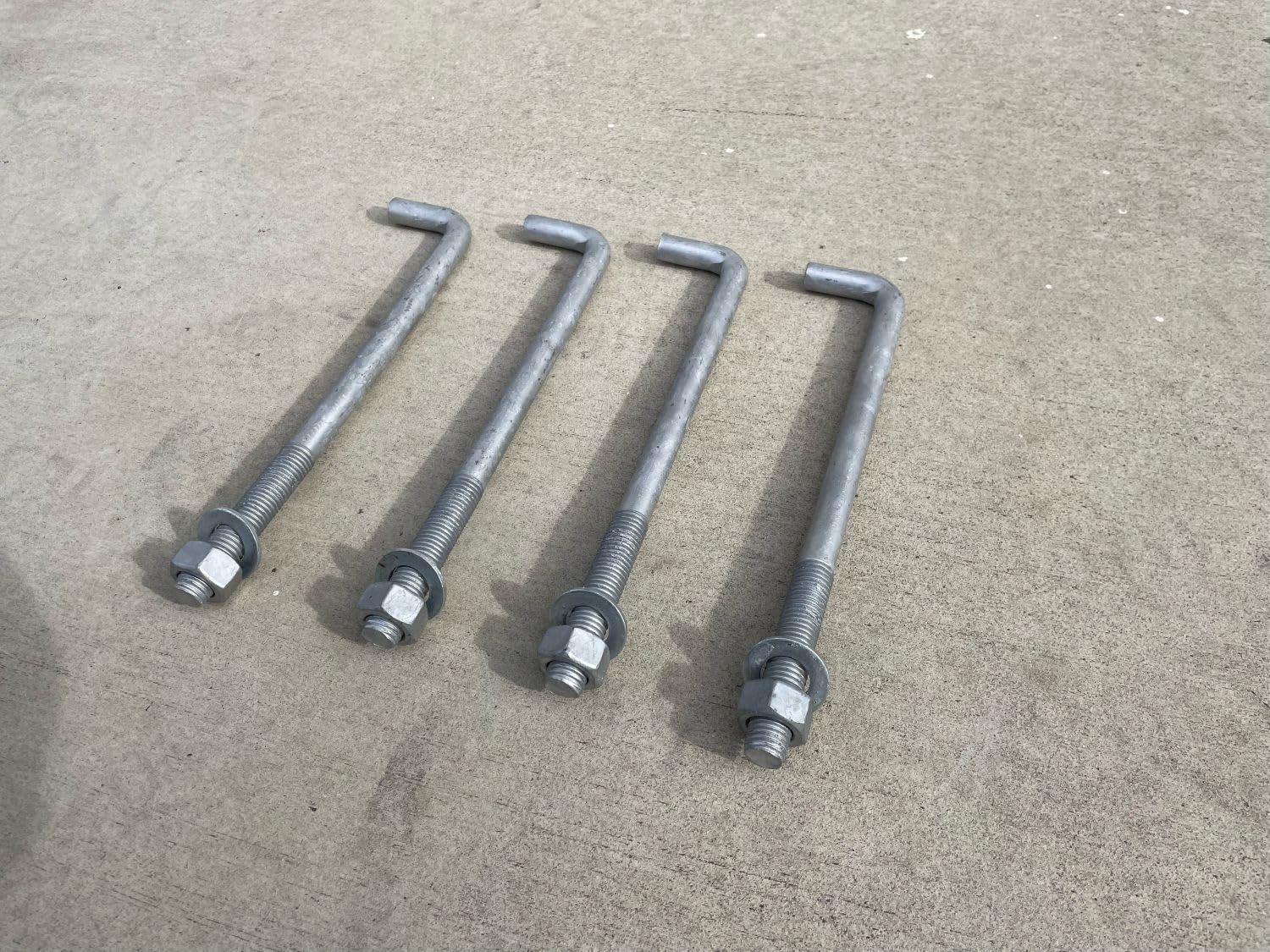 Sandbaggy 3/4' x 10' Threaded Concrete Anchor L-Bolts (Nuts & Washers Included) - Hot Dipped Galvanized - Sill Plate, Base Plate, Masonry, Wood, Cement Anchors, J Bolt (50, 3/4' x 10')