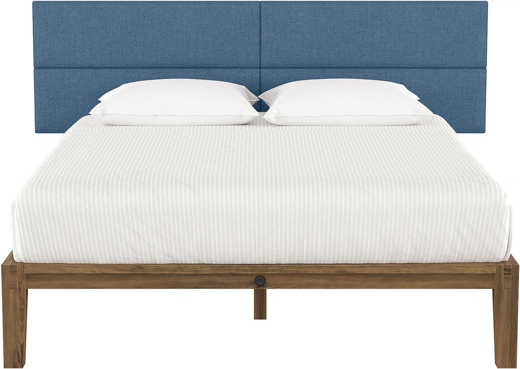 Jaxx Panelist Modern Padded Headboard – Set of 4 Wall Mounted Panels (Each 11.25' x 38') - King, Petrol Blue Microvelvet