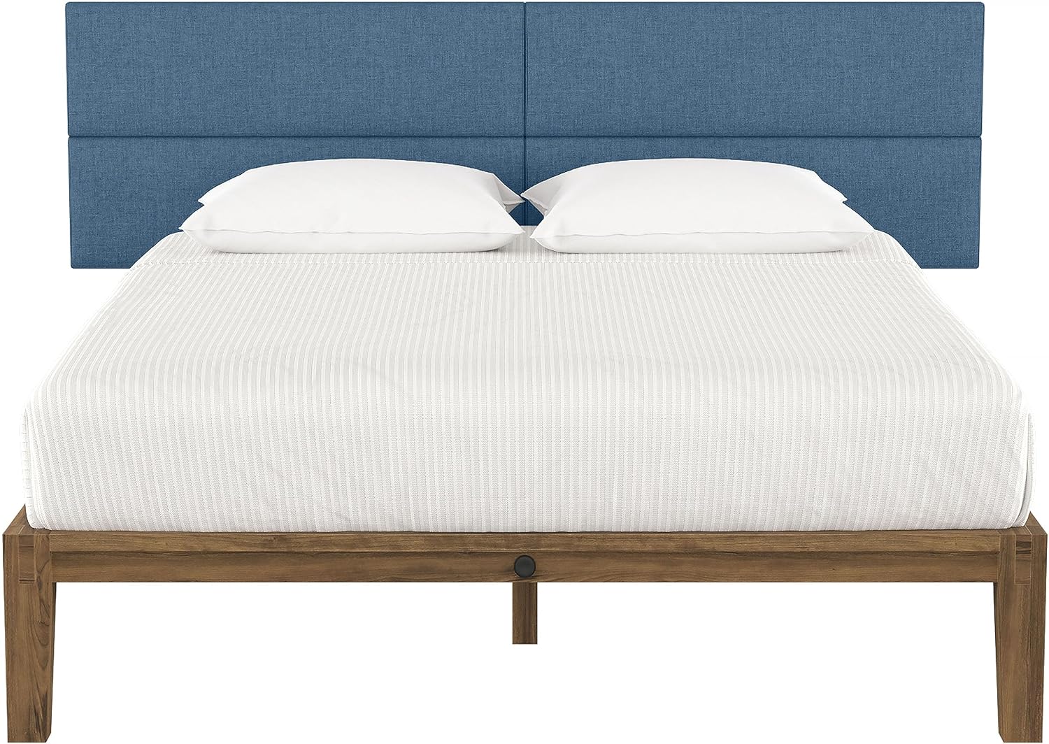 Jaxx Panelist Modern Padded Headboard – Set of 4 Wall Mounted Panels (Each 11.25' x 38') - King, Petrol Blue Microvelvet