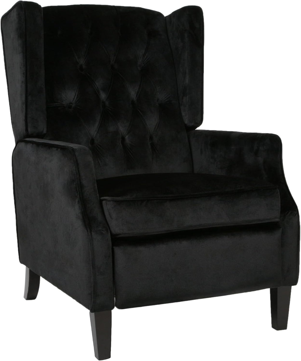 Christopher Knight Home Diana Wingback Recliner, Black + Dark Brown