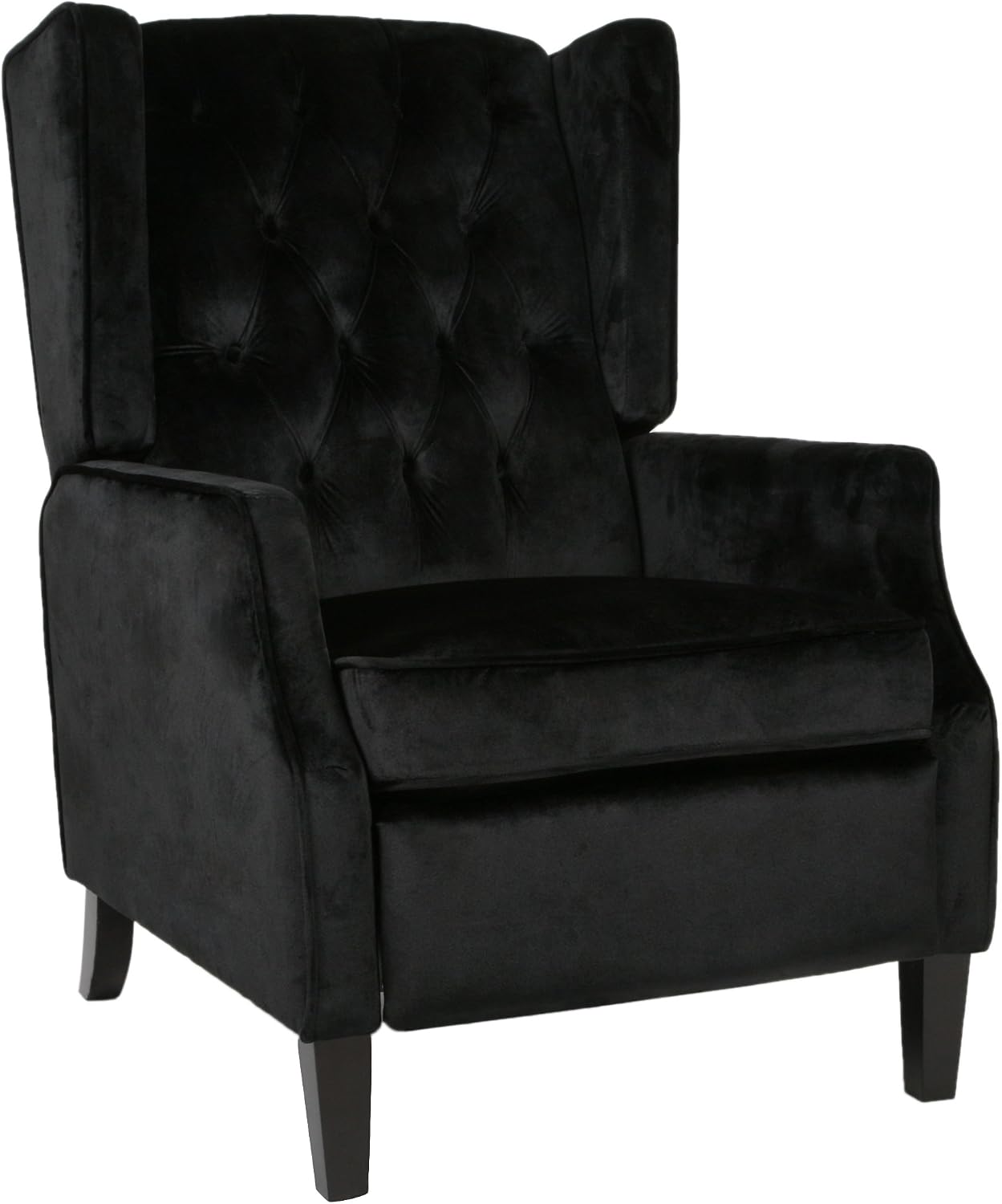 Christopher Knight Home Diana Wingback Recliner, Black + Dark Brown