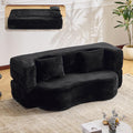 Convertible Folding Sofa Bed, 71' Single Size Loveseat Sleeper Sofa, Chenille Foldable Boneless Floor Couch with 4 Pillows for Guest Living Room Bedroom, No Assembly Required (Black)