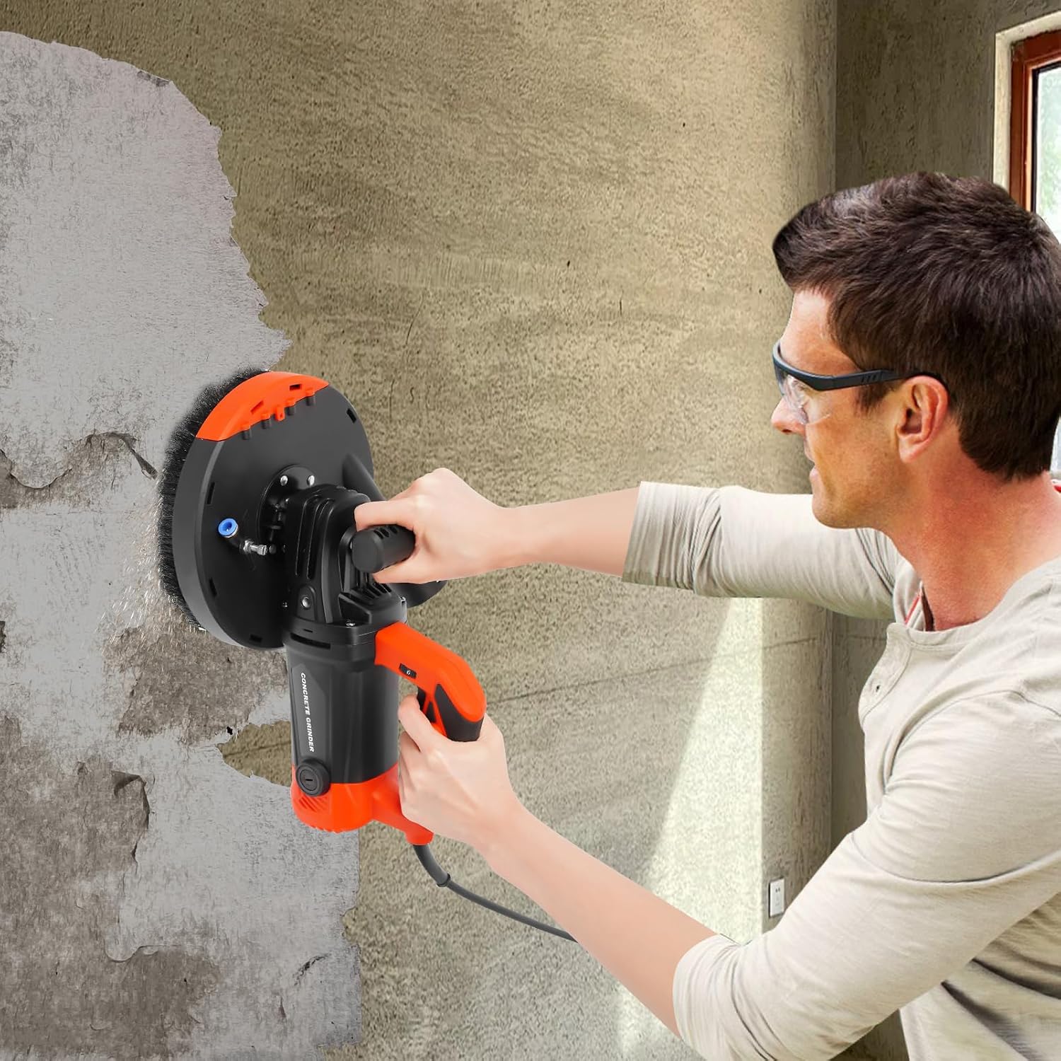 Concrete Grinder, 7' Grinding Wheel Angle Grinder Kit with Dust Shroud, 2200W Floor Grinde Tile Adhesive Removal Machine for Grinding Cement Walls, Floors, Roofs