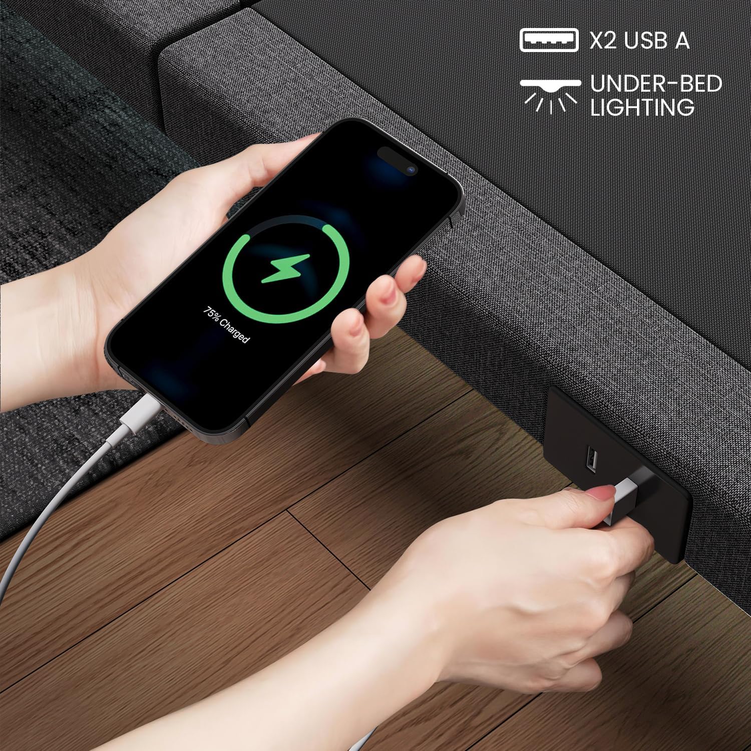 Adjustable Bed Frame Queen with Massage -Wireless Remote Electric Power Bed Foundation Under-Bed Lighting | Zero Gravity | USB PortsX2 | Height Adjustable Legs