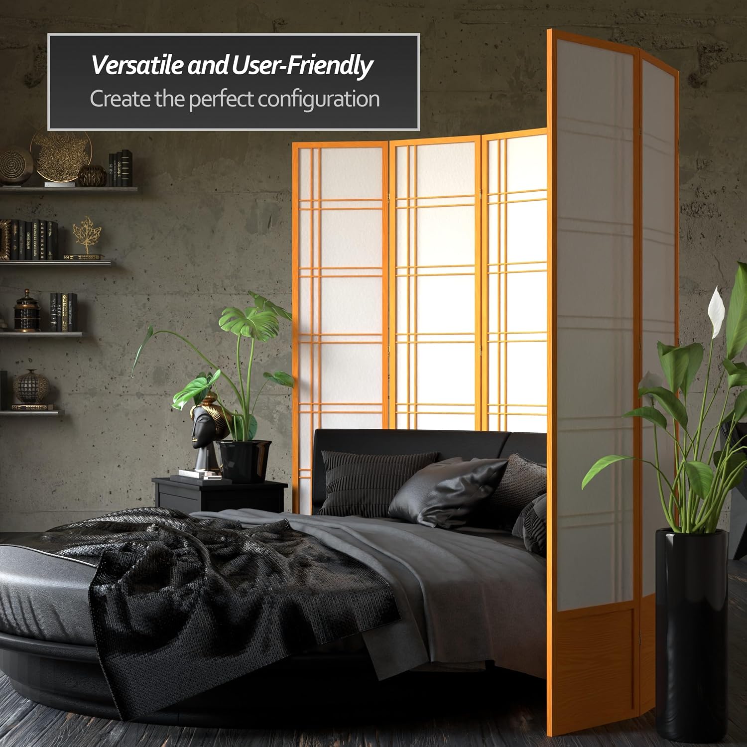 Red Lantern 7 ft. Tall Double Cross Shoji Screen - Honey - 4 Panels