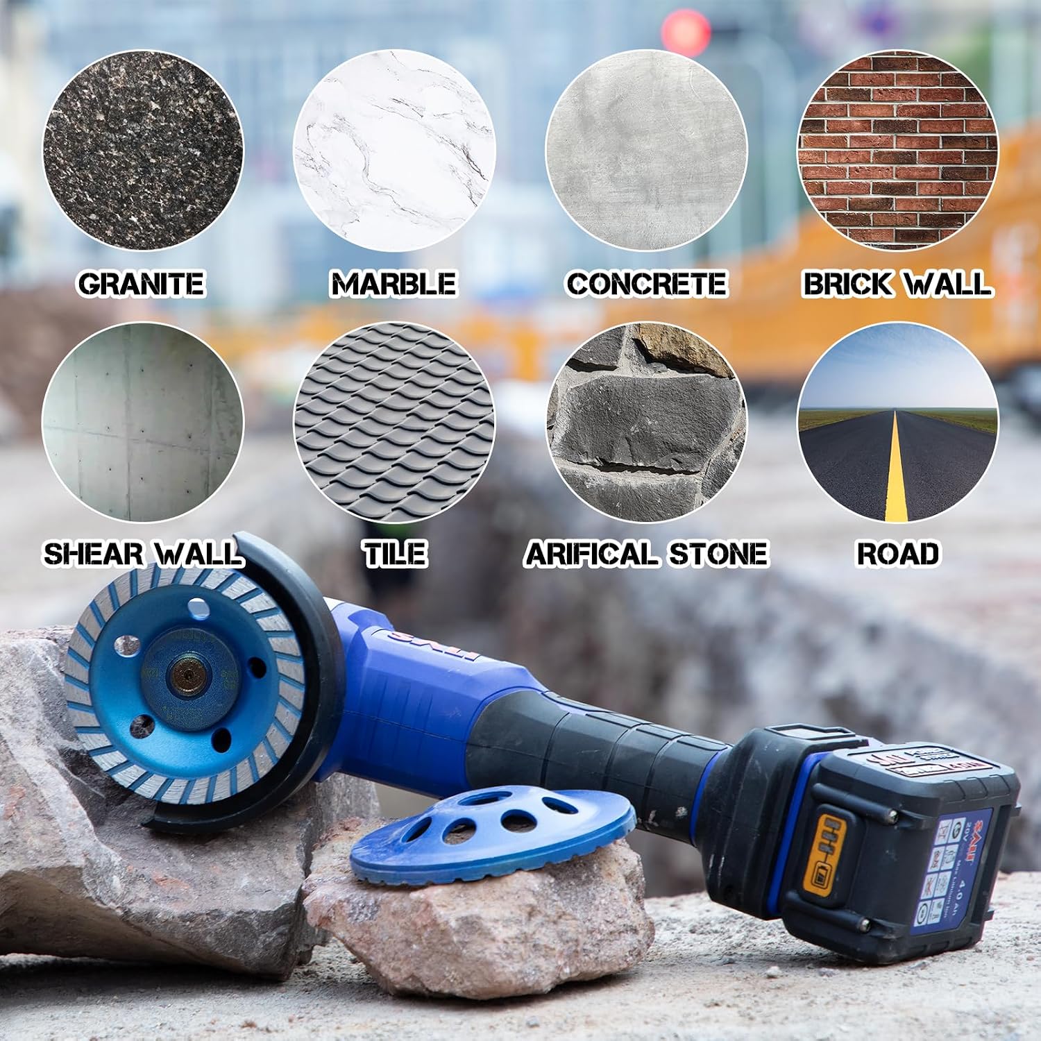 SALI 5PCS 7 Inch Concrete Grinding Wheels 20 Turbo Diamond Segments 5/8-11 Arbor Diamond Grinding Wheel Fit for Paint, Epoxy, Mastic Coating Removal with CDB. New Technology