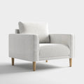 Furniture of America Oriana Contemporary Boucle Accent Chair with Back Pillow and Wooden Legs, Fabric Upholstered Armchair, Comfy Single Sofa Chair for Living Room, Bedroom, Home Office, Off-White