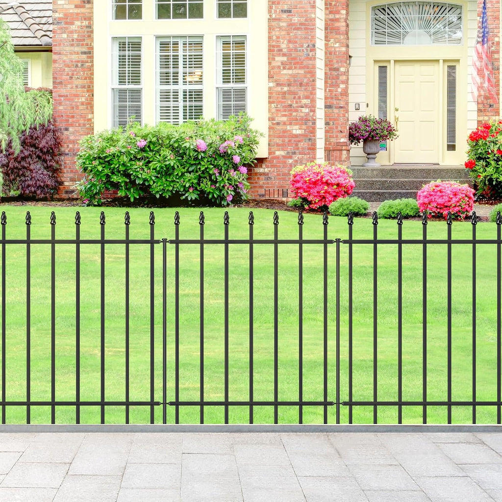 FOREHOGAR Metal Garden Fence 30 in H x 10 ft L,Border Fence Panels Animal Barrier for Dogs, No Dig Garden Fencing for Yard Patio Flower Bed Lawn Outdoor,5 Panels + 6 Stakes Black