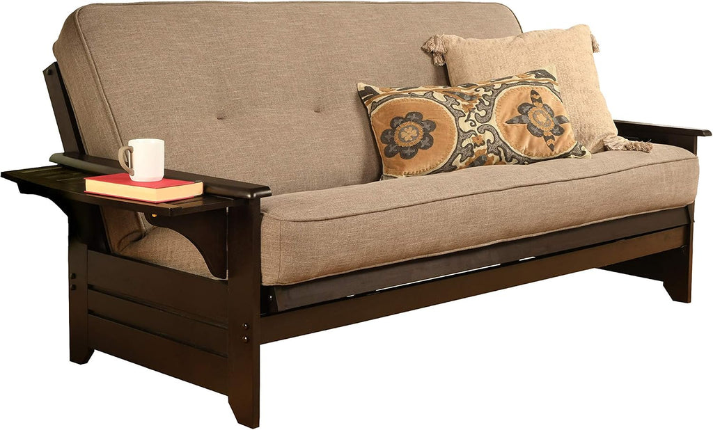 Kodiak Furniture Phoenix Full Size Futon in Espresso Finish, Linen Stone