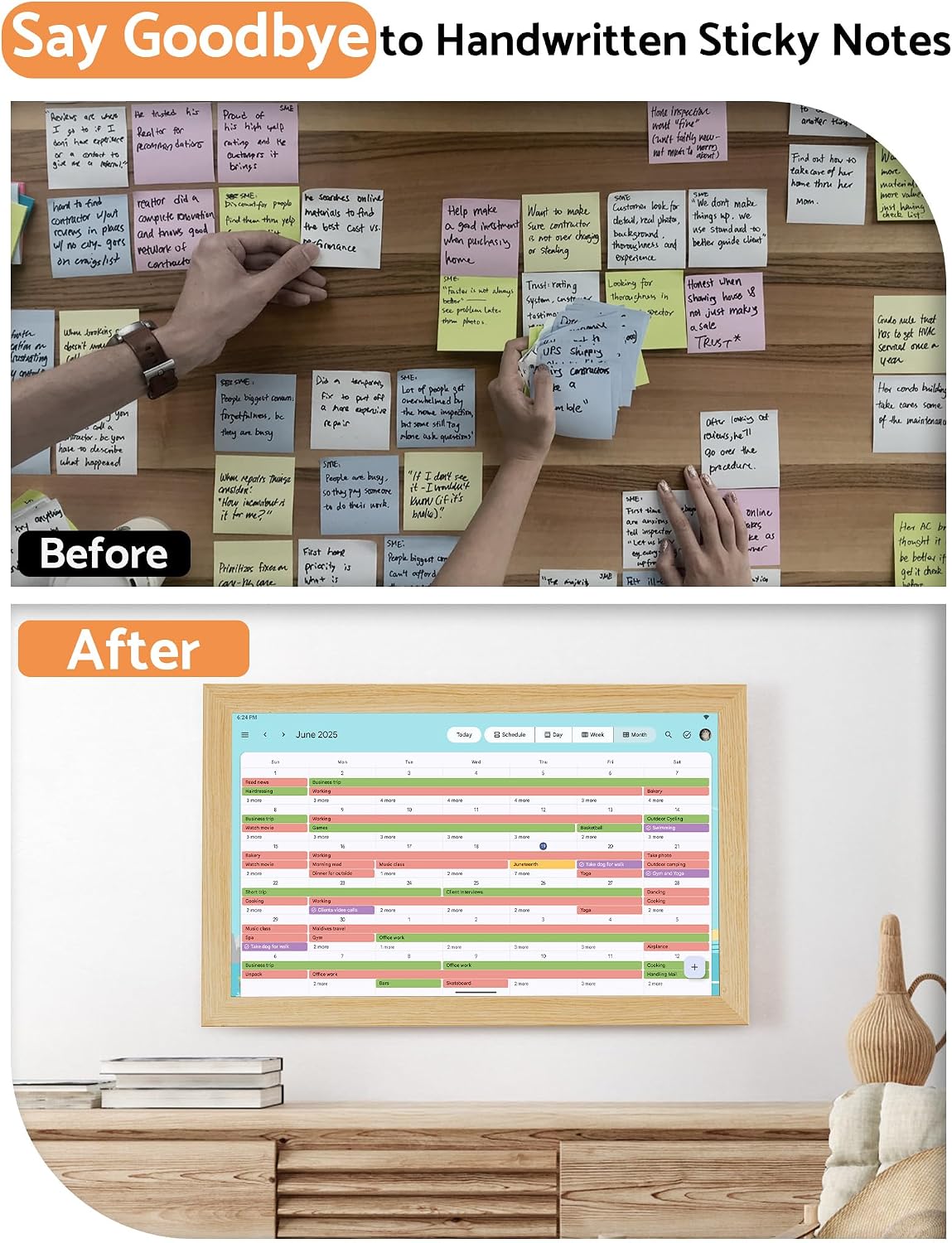 Digital Calendar Wall Touch Screen, 21.5 Inch Display Electronic Smart Calendars Chore Chart Lists for Family, Electric Planner for Daily Schedule for Kids Android Tablet Wall-mounted