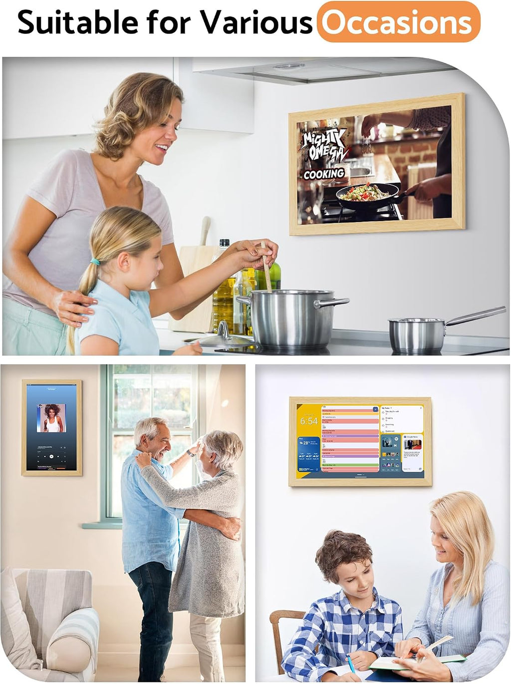 Digital Calendar Wall Touch Screen, 21.5 Inch Display Electronic Smart Calendars Chore Chart Lists for Family, Electric Planner for Daily Schedule for Kids Android Tablet Wall-mounted