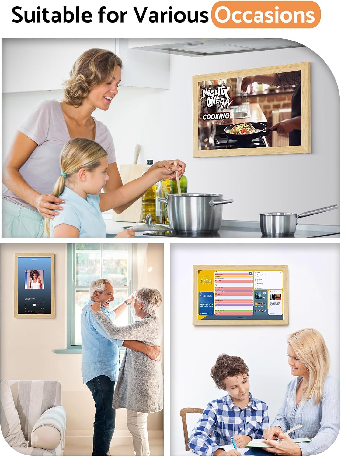 Digital Calendar Wall Touch Screen, 21.5 Inch Display Electronic Smart Calendars Chore Chart Lists for Family, Electric Planner for Daily Schedule for Kids Android Tablet Wall-mounted