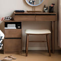 YESWOOD Extendable Vanity Desk with Dresser, Rubber Wood Makeup Table for Girls, Vanity Set for Bedroom, Bathroom, Study Desk for Study Room, 15.7' D x 41' W x 30' H, Walnut