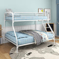 Twin-Over-Full Metal Bunk Bed with Enhanced Upper-Level Guardrail,Classic Bedroom Double Bed Frame w/Slats Support and Inclined Ladder,Easy Assembly,for Kid Adult Boy Girl Teen,White