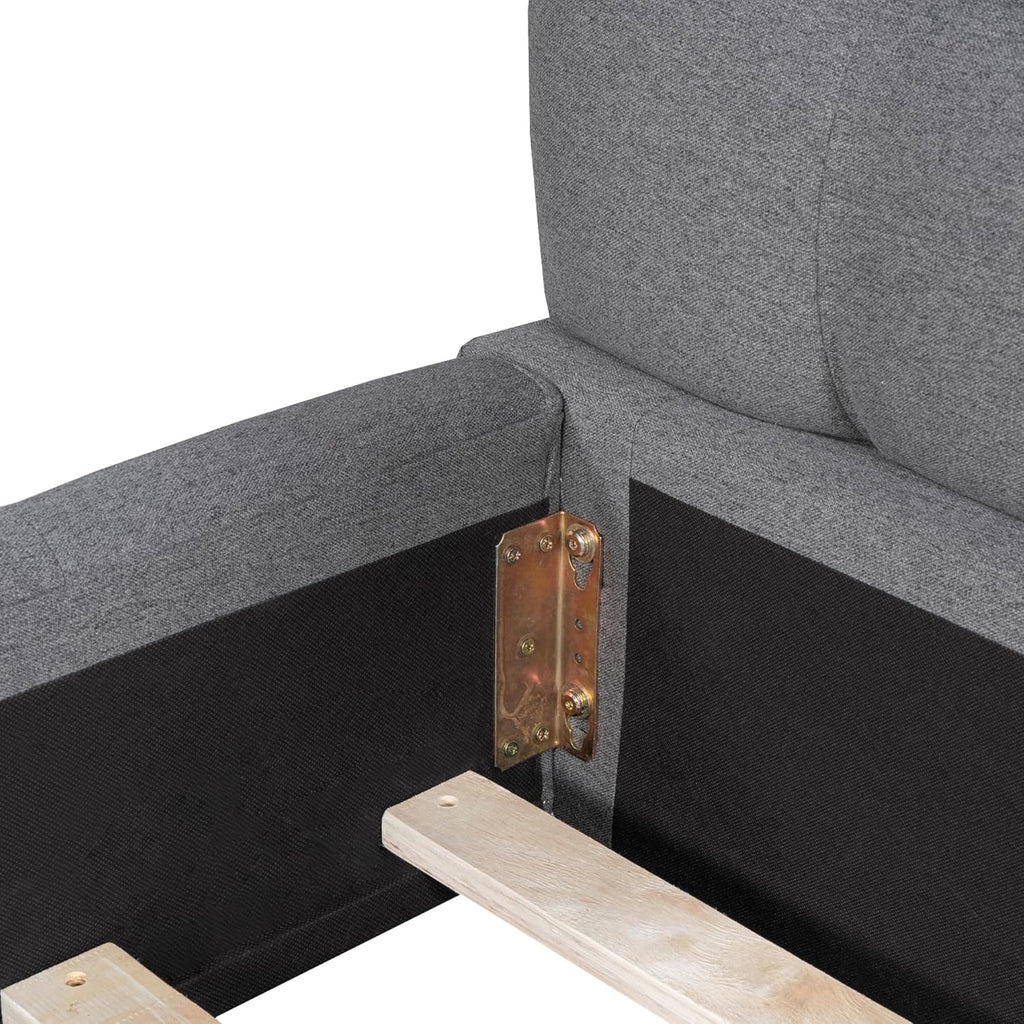 Queen Size Upholstered Platform Bed with Thick Fabric, Grounded Bed with Solid Frame,Wood Slat Support, No Box Spring Needed,Easy Assembly,Bedroom Set (C+Gray)