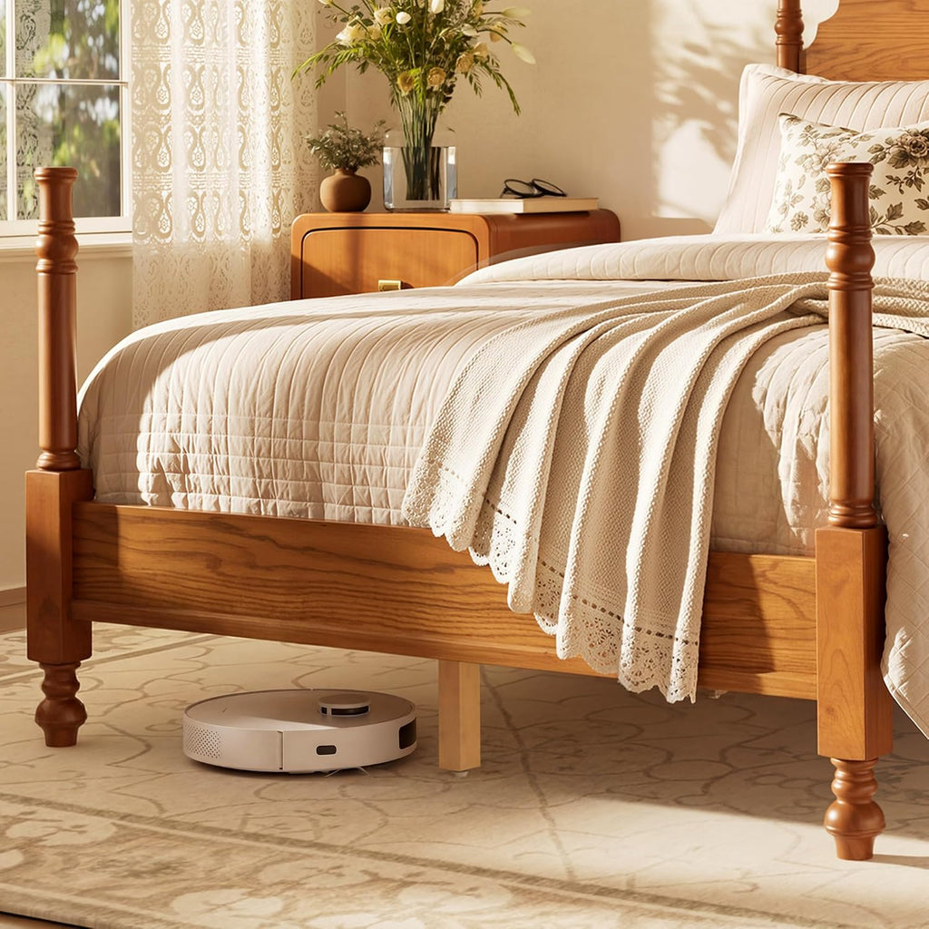 Merax Vintage Wood Spindle Post Bed with Headboard, Full Size Traditional Platform Bed Frame/No Box Spring Needed/Easy Assemble, Light Walnut