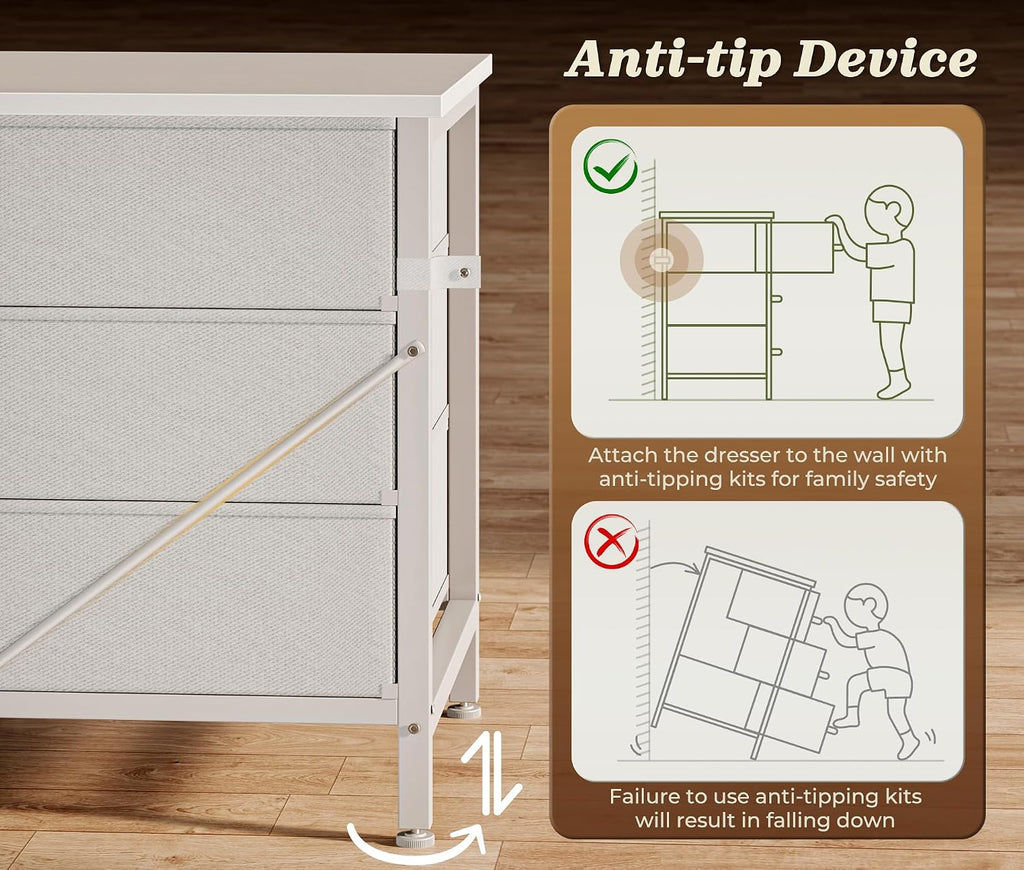 Huuger 78.7 inch Long Dresser for Bedroom, 15 Drawer Fabric Dresser for Closet, Large TV Stand for 65, 75, 85 inch TV, Wide Chest of Drawer with Storage, 78.7' W x 12.9' D x 26.7' H, White