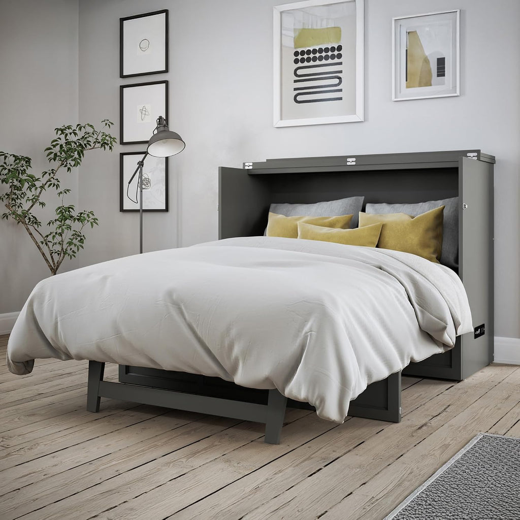 AFI Deerfield Murphy Bed Chest Full w/Charger Grey