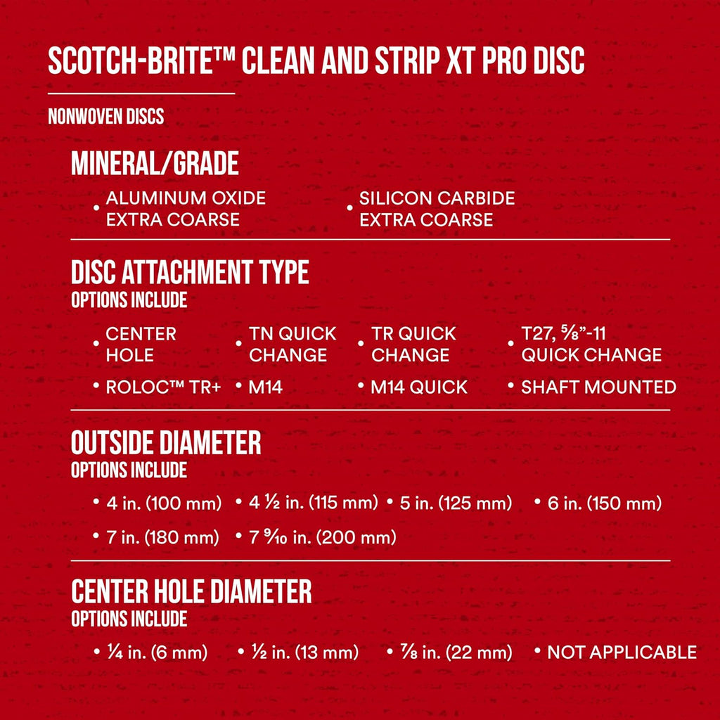 3M Scotch-Brite Clean and Strip XT Pro Disc, XO-DC, SiC Extra Coarse, T27, 4-1/2 in x 5/8'-11, Silicon Carbide Cuts Aggressively and Leaves a Fine Finish, Resists Loading, Purple (Pack of 10)