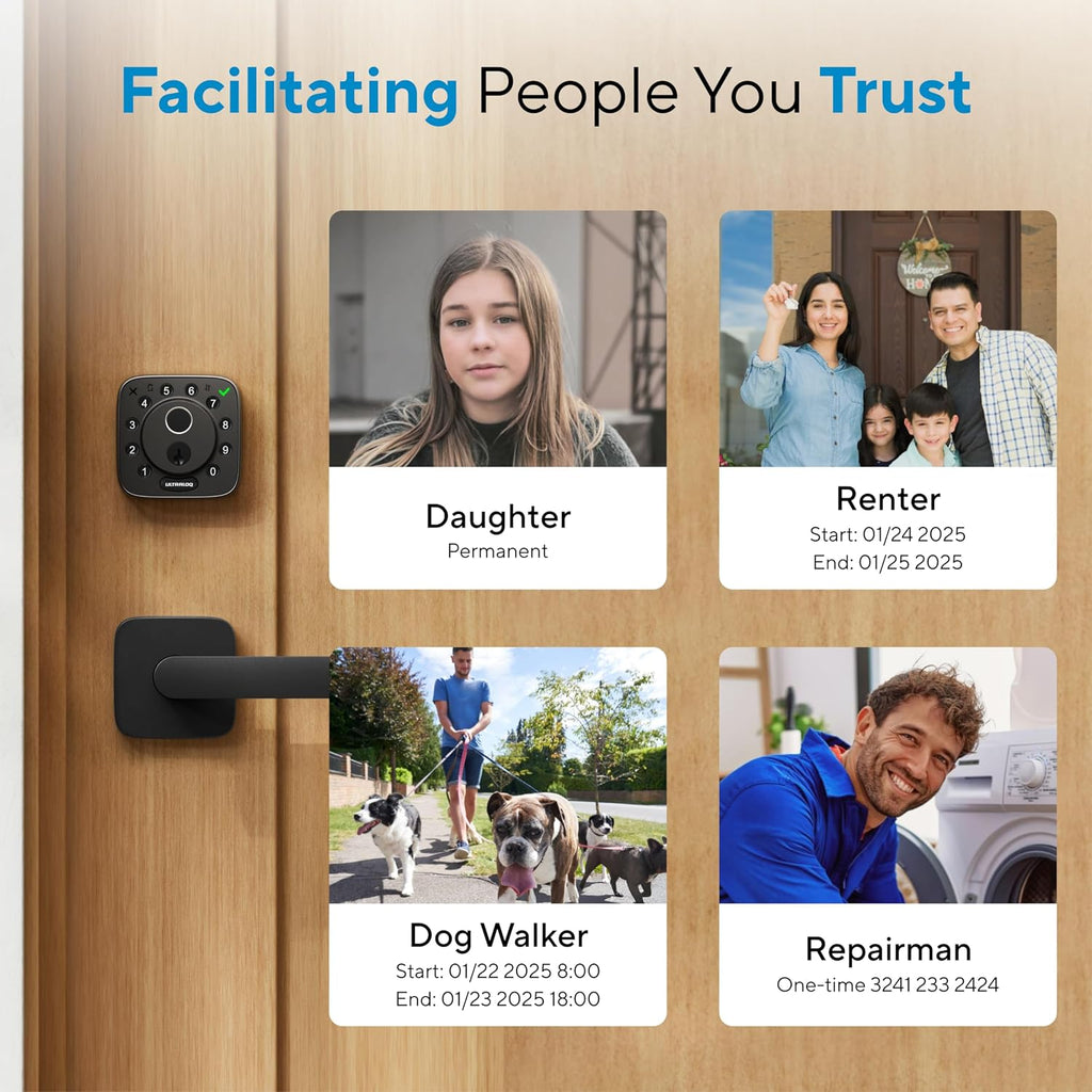 ULTRALOQ 2026 Upgrade Bolt Fingerprint Smart Lock in Black, Biometric Deadbolt with Built-in WiFi, Keyless Entry Door Lock, App Remote Control, 10 Months Battery, IP65 Waterproof, BHMA Grade AAA