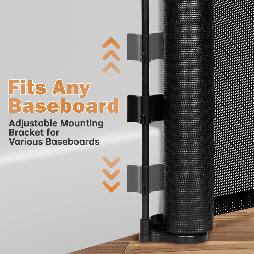 160' Retractable Baby Gates Dog Gate Extra Wide, 42' Tall Child Pet Safety Gate with Reinforced Strips for Stairs, Long Mesh Garage Gates Fence for Outdoor Indoor Large Openings Driveway Decks Patio