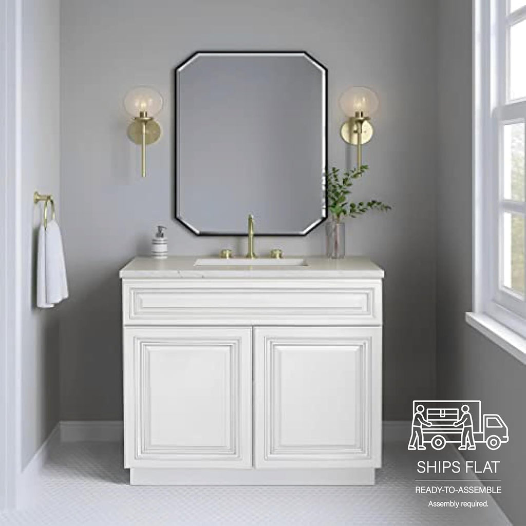 36' Antique White Bathroom Vanity Base – Ready-to-Assemble Sink Cabinet, Freestanding Bathroom Vanity Base Only, No Top or Sink