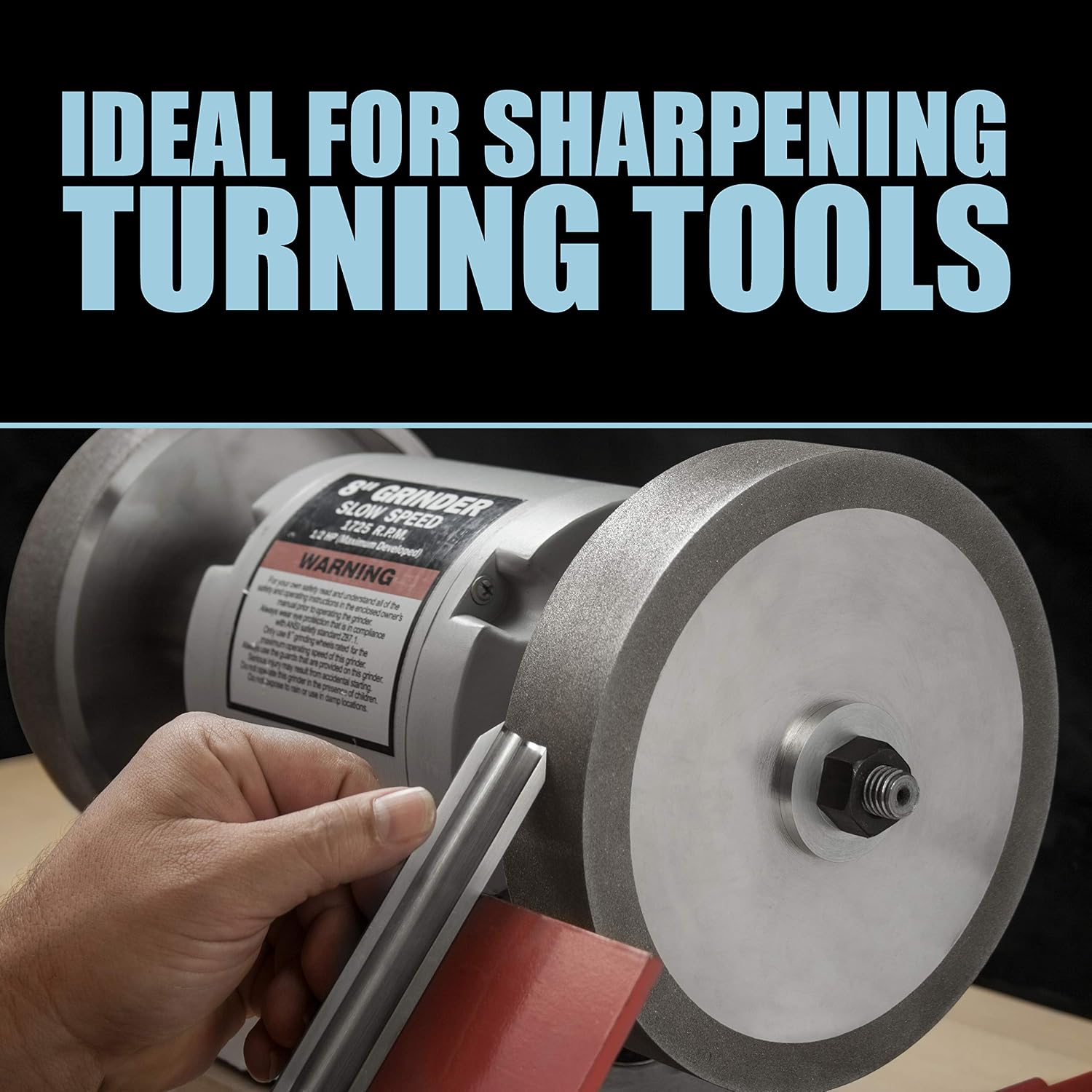 Peachtree Woodworking Supply Savannah 80 Grit 8 inch x 1½ inch Steel CBN Grinding Wheel with a 5/8 inch Bore and a 3 Piece Spherical Washer Set