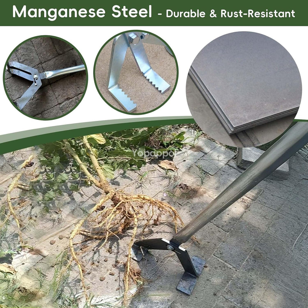 High-Leverage Root Extraction Tool for Remover Tree Shrub Sapling Puller Tool Effortless, with Long Handled Uprooting Weeder