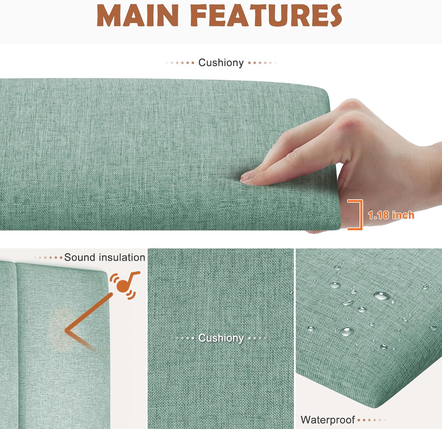 IFNOW Upholstered Wall Mounted Headboard, 3D Soundproof Wall Panels Peel and Stick for King Size, Reusable and Removable Tufted Bed Headboard in Grass Green (12 Panels, 10' x 24')