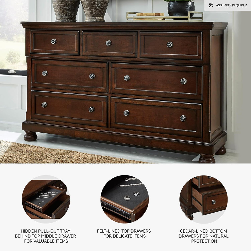 Signature Design by Ashley Porter Traditional 7 Drawer Dresser, Dark Brown