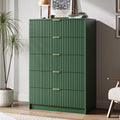 MAISONARIA 5 Drawer Dresser for Bedroom, Tall Dresser Chest of Drawers with Gold Handles, 32 Inch Wide Nightstand with for Bedroom, Living Rooms, Offices, and Entryways, Green