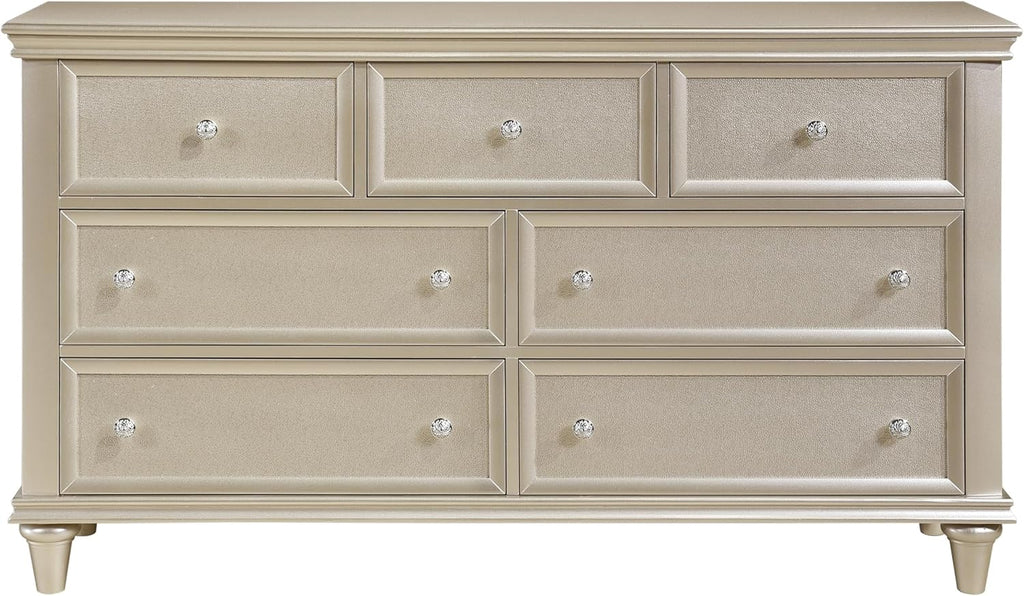 3-Pieces Full Size Panel Bed Set Silver Finish Traditional Bedroom Furniture Romantic Aesthetic
