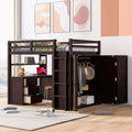 Full Size Loft Bed with Drawers and Desk, Wardrobe, Ladder for Kids, Adults, Girls, Bedroom, Easy Assembly, No Box Spring Needed, Space-Saving, Espresso