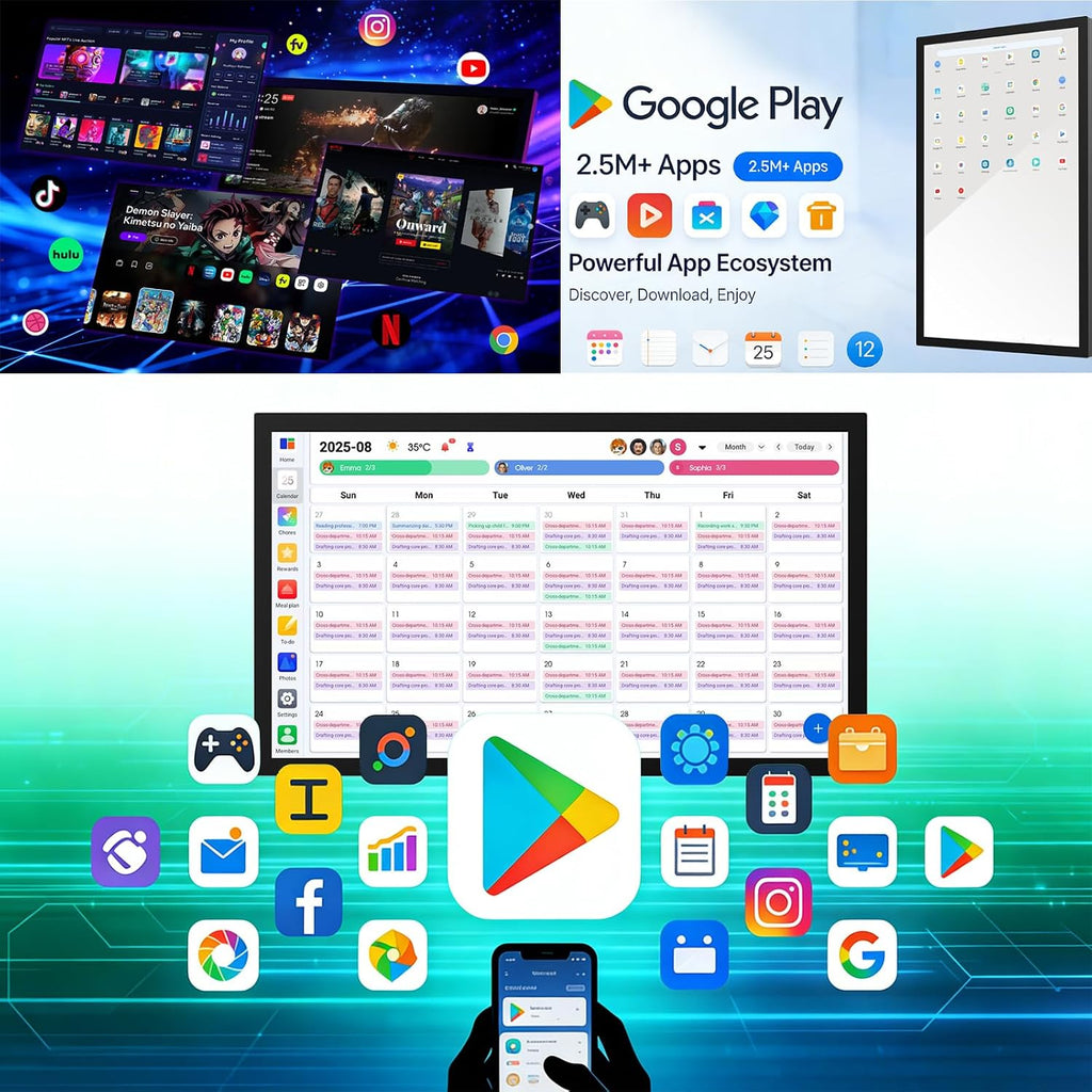 32' Smart Calendar Electronic Calendar, Digital Calendar Wall Touch Screen, Smart Touchscreen Interactive Display, Planner & Chore Chart for Home Office, Meal Plans & Family Organizer