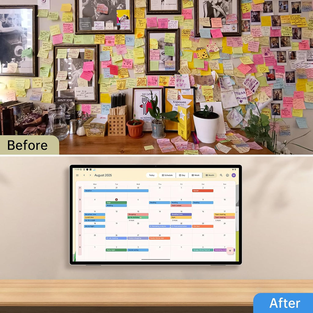 JAV Digital Calendar 25 Inch Electronic Wall Planner Smart Touchscreen Interactive Display & Chore Chart for Home & Meal Planning - Wall/Desk Mount, Wi-Fi Sync, Digital Photo Frame