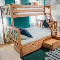 Max & Lily Classic Twin Over Full Bunk Bed, with Storage Drawers, Pecan