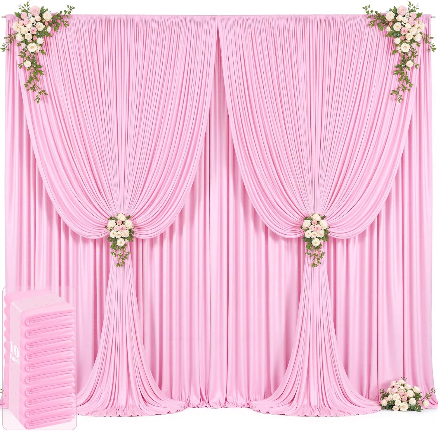 50ft x 12ft Light Pink Backdrop Curtains Wrinkle Free Backdrop Curtain for Wedding Parties Pink Fabric Backdrops Drapes Back Drop Cloth Bridal Shower Stage Curtains Wedding Decorations for Reception