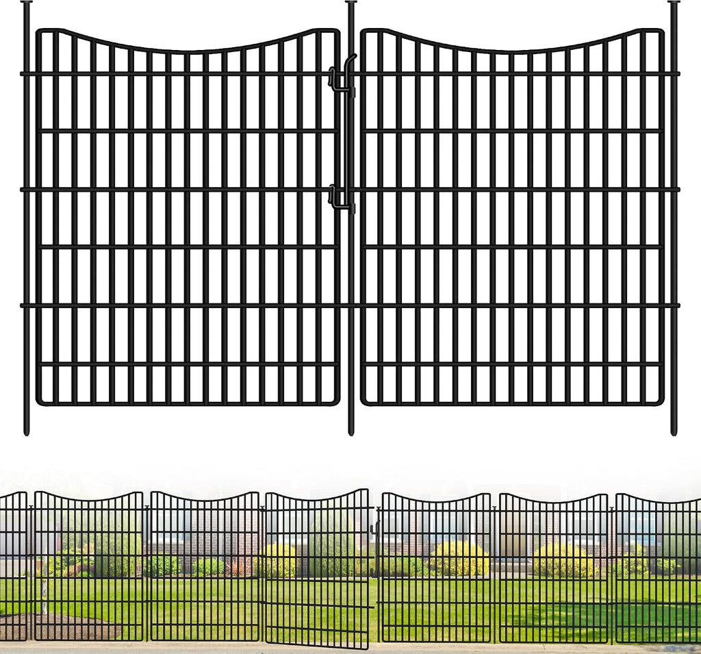 15 Panels Garden Fence Animal Barrier, 33 in(H) X 36 ft(L) Dog Fence Outdoor for Yard with Lock, Tall Metal Fencing with Ground Stakes, Temporary Fencing for Dog, Rabbits, and Patio Border
