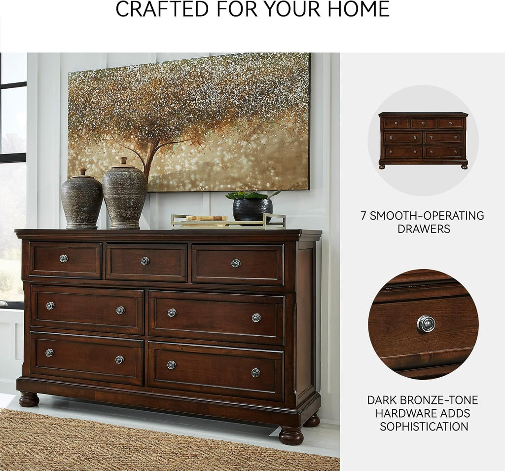 Signature Design by Ashley Porter Traditional 7 Drawer Dresser, Dark Brown