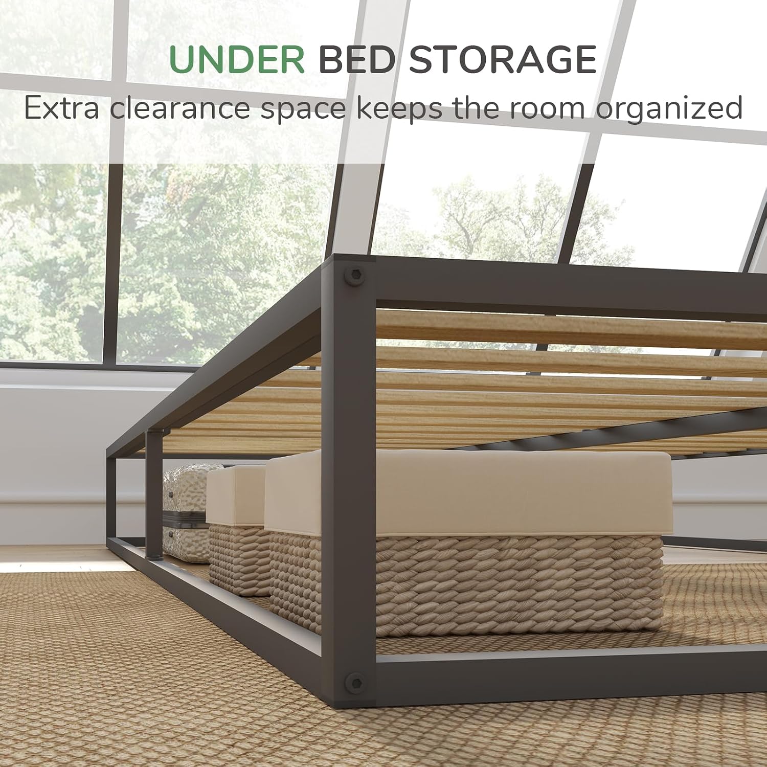 Novilla Metal Platform Bed Frame, Wood Slat Support, No Box Spring Needed, Easy Assembly, Black, Full